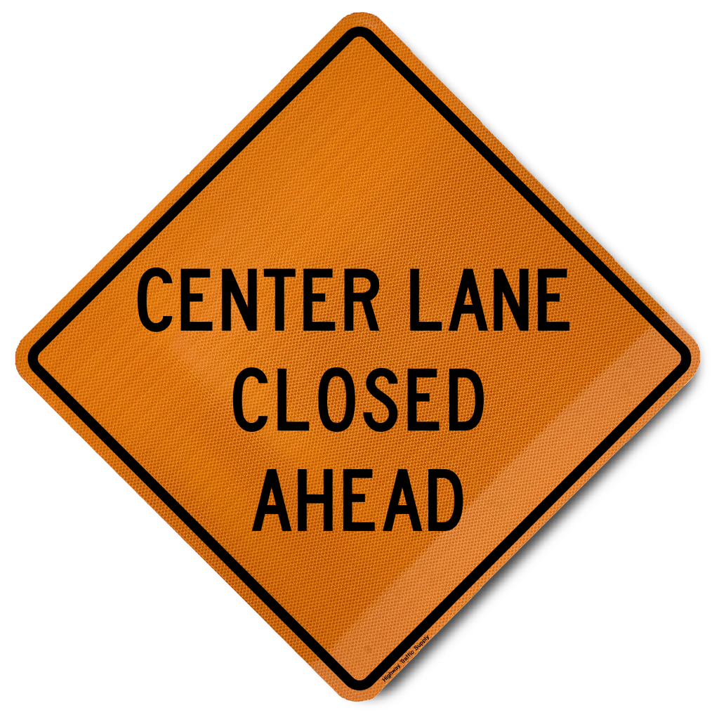 LANE CLOSED 交通標識 USA 看板 アメリカン 雑貨 W20-5 Center Lane Closed Ahead Work Zone Sign | Highway Traffic Supply