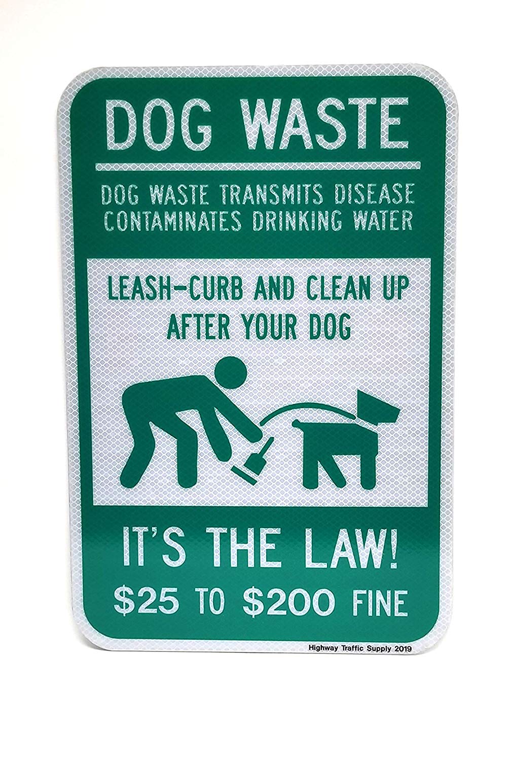 Dog Waste Transmits Disease $25 to $200 Fine Sign | Highway