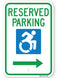 Reserved Parking Handicap Symbol Sign (with right arrow) (New York State Accessible Icon)