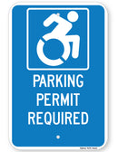 Handicapped Parking Permit Required Sign (New York State Accessible Icon)