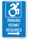Handicapped Parking Permit Required Sign (with right arrow) (New York State Accessible Icon)