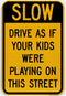 Slow Drive As If Your Kids Were Playing On This Street Sign