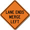 W9-2L Lane Ends Merge Left Sign