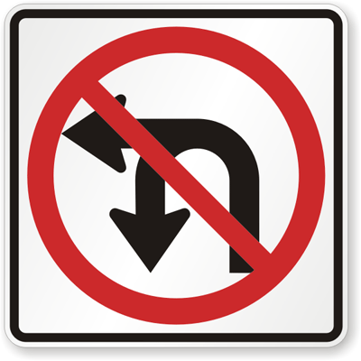 R3-18 No Left and U Turn Sign front