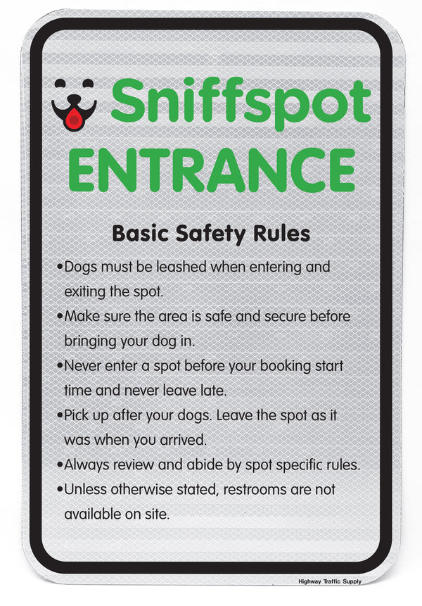 Sniffspot Entrance and Basic Safety Rules Sign
