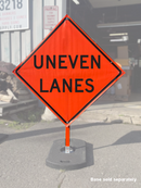 Uneven Lanes (W8-11) Vinyl Roll-Up Sign