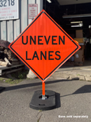 Uneven Lanes (W8-11) Vinyl Roll-Up Sign