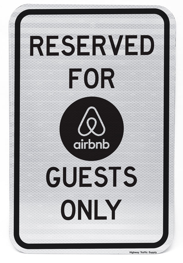 Airbnb reserved parking sign for guests front