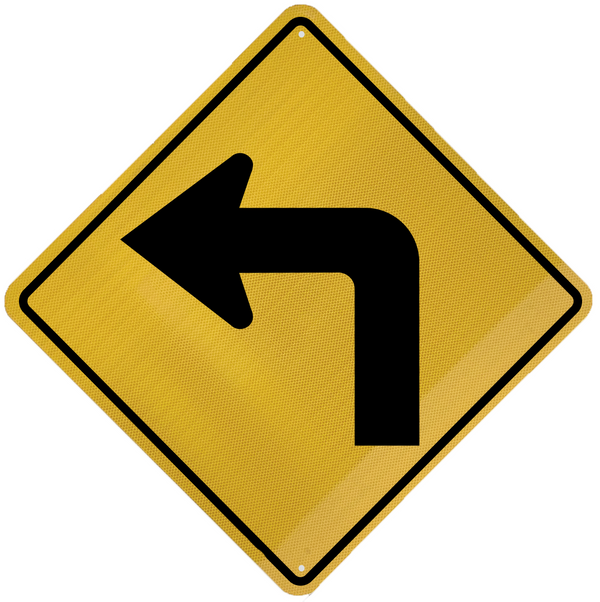 W1-1 Turn Sign left  Arrow sign front