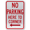 no parking here to corner arrow left sign front