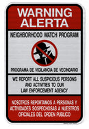 Warning Alerta Bilingual Neighborhood Watch Sign