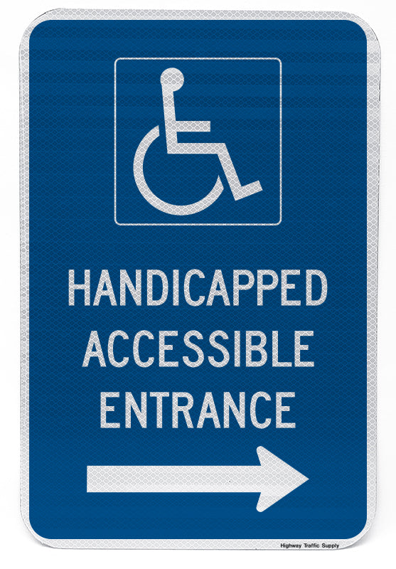 Handicapped Accessible Entrance Sign (with right arrow)