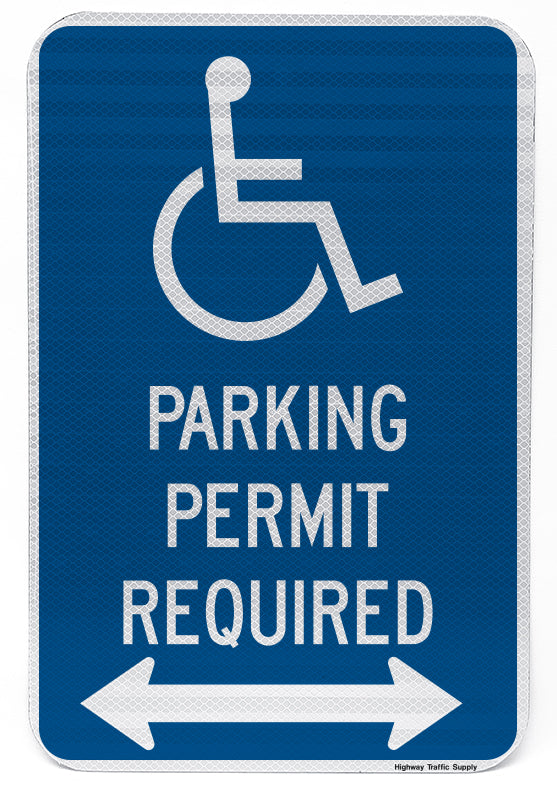 Handicapped Parking Permit Required Sign (with double arrow)