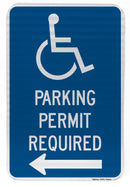 Handicapped Parking Permit Required Sign (with left arrow)