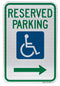 Reserved Parking Handicap Symbol Sign (with right arrow)