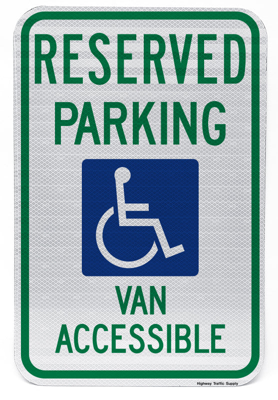 Reserved Parking Handicap Symbol Van Accessible Sign (Style A)