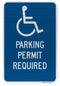 Handicapped Parking Permit Required Sign