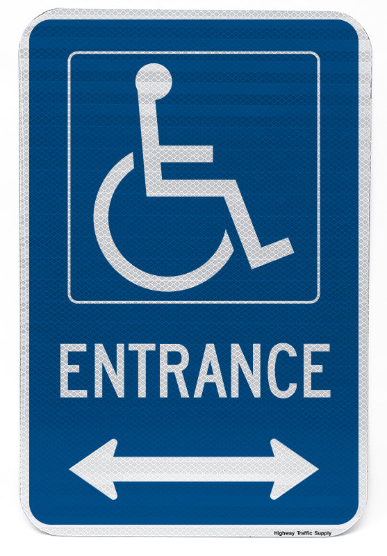 Handicapped Entrance Sign (with double arrow)