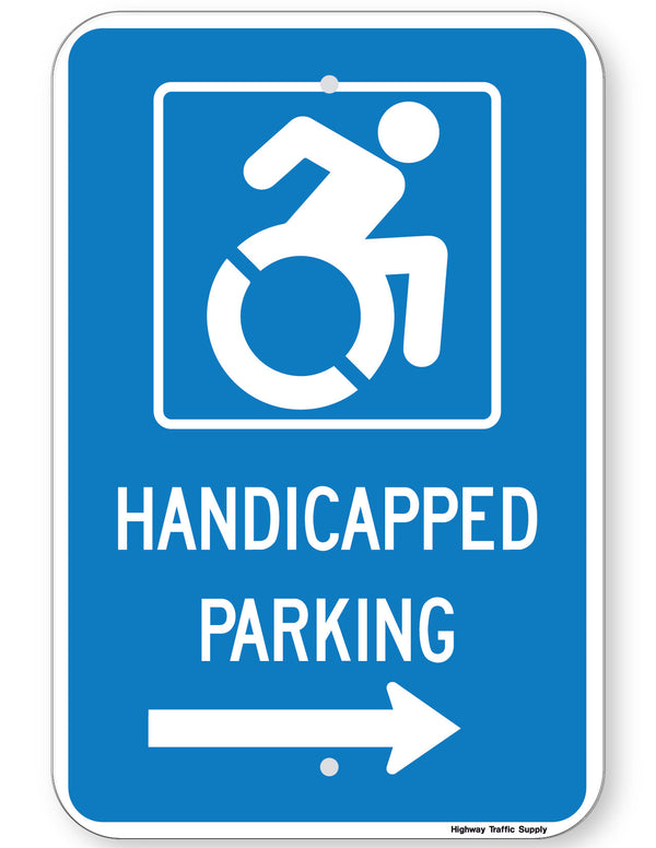 Handicapped Parking Sign (with right arrow) (New York State Accessible Icon)