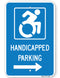 Handicapped Parking Sign (with right arrow) (New York State Accessible Icon)