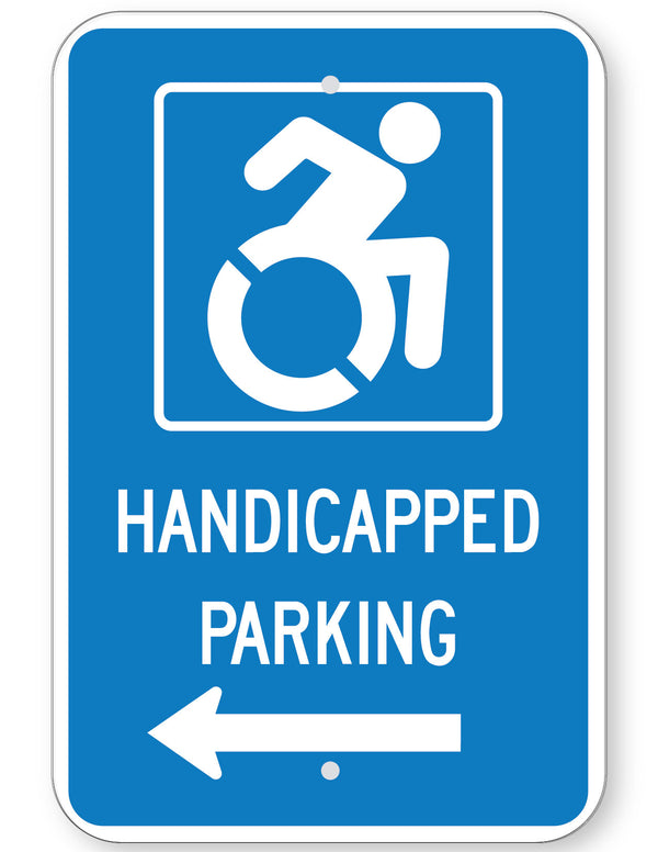 Handicapped Parking Sign (with left arrow) (New York State Accessible Icon)