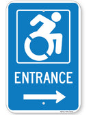 Handicapped Entrance Sign (with right arrow) (New York State Accessible Icon)