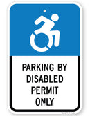 Handicapped Parking By Disabled Permit Only Sign (New York State Accessible Icon)
