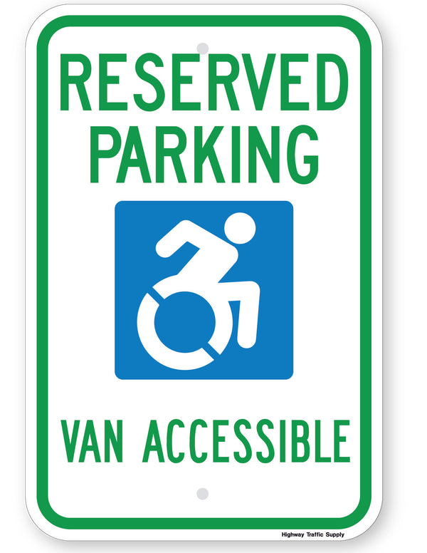 Reserved Parking Handicap Symbol Van Accessible Sign (Style B) (New York State Accessible Icon)