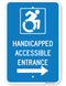 Handicapped Accessible Entrance Sign (with right arrow) (New York State Accessible Icon)