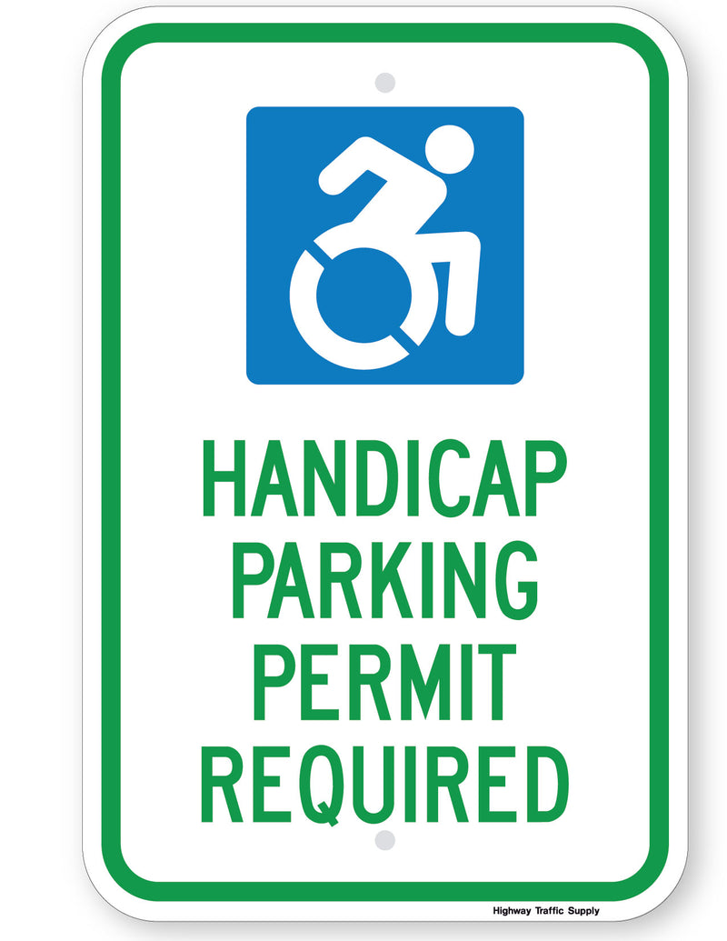 Handicap Parking Permit Required Sign (New York State Accessible Icon)