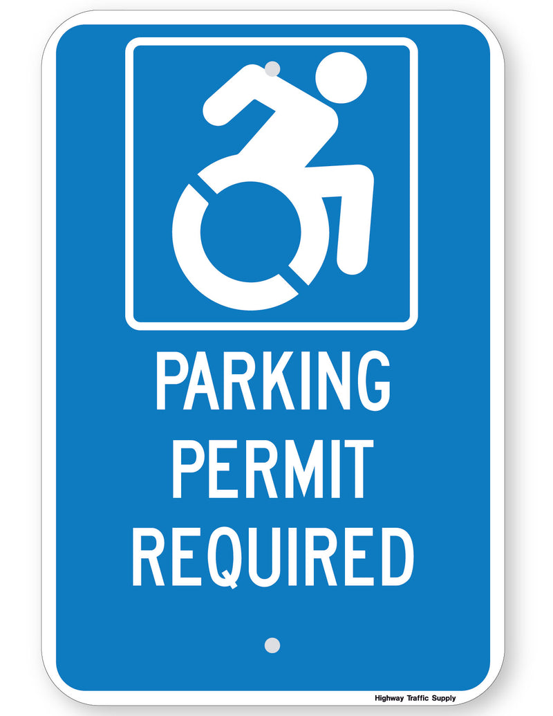 Handicapped Parking Permit Required Sign (New York State Accessible Icon)