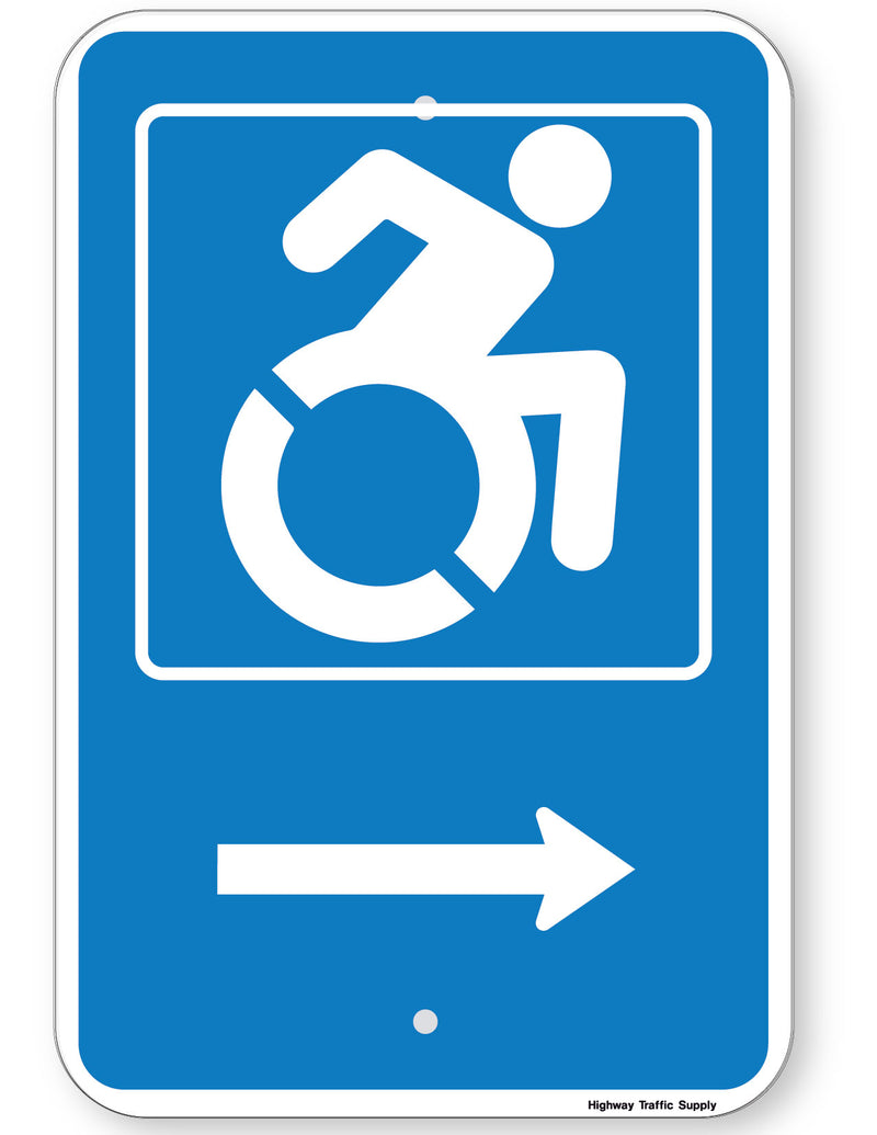 Handicapped Symbol Sign (with right arrow) (New York State Accessible Icon)