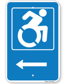 Handicapped Symbol Sign (with left arrow) (New York State Accessible Icon)