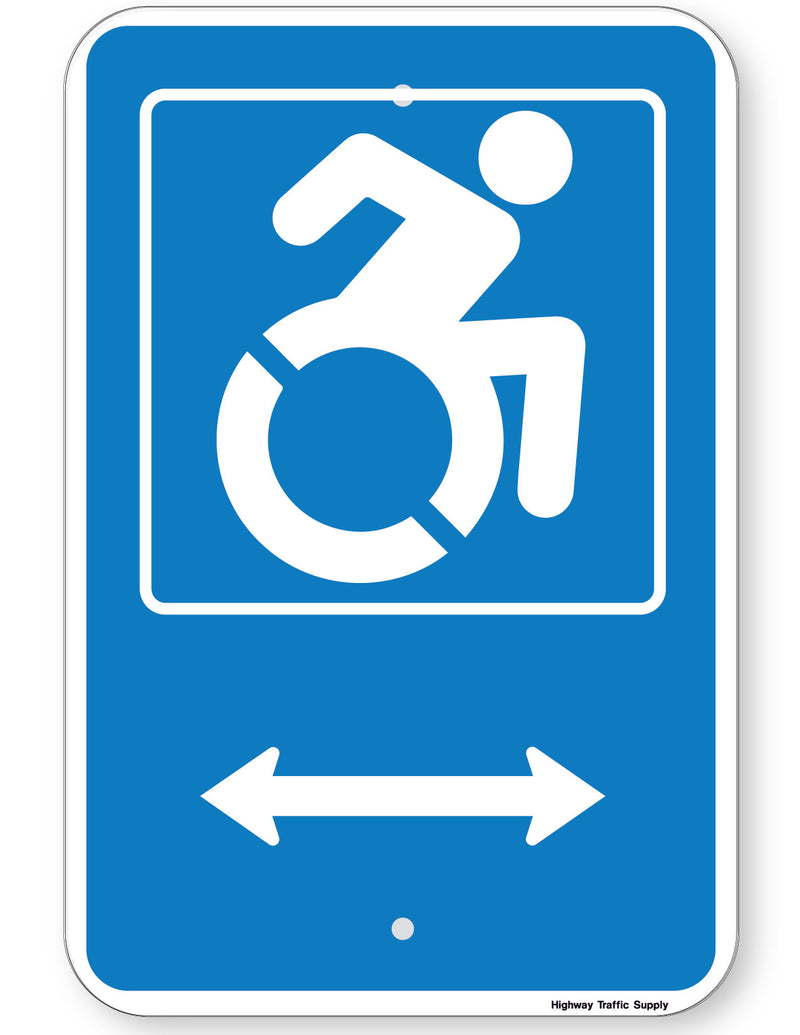 Handicapped Symbol Sign (with double arrow) (New York State Accessible Icon)
