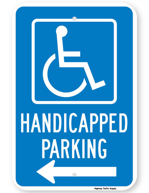 Handicapped Parking Sign (with left arrow)