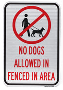 No Dogs Allowed In Fenced In Area Sign