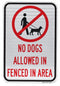 No Dogs Allowed In Fenced In Area Sign