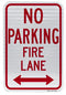 No Parking Fire Lane (with Double Arrow) Sign