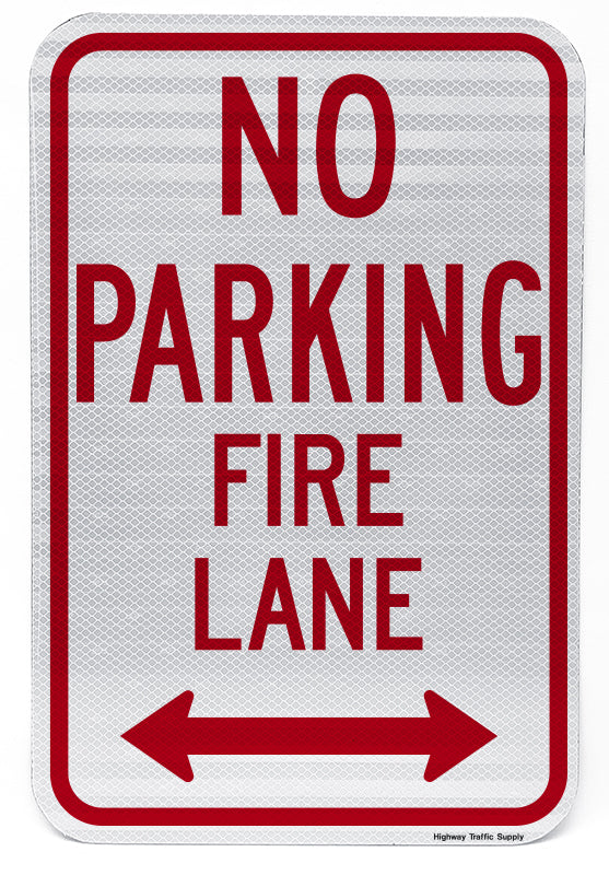 No Parking Fire Lane (with Double Arrow) Sign