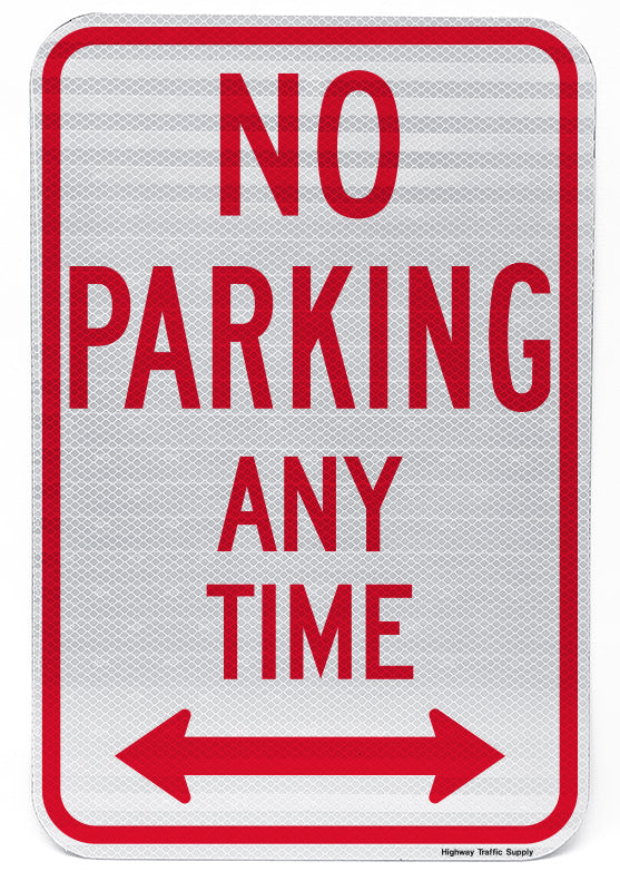 No Parking Any Time (with Double Arrow) Sign