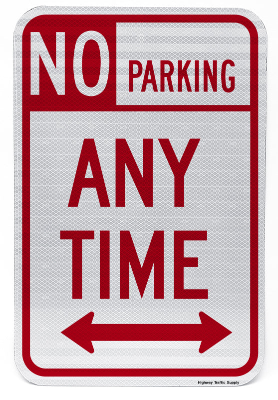 No Parking Any Time (with double arrow) Sign