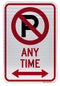 No Parking Symbol Any Time (with double arrow) Sign