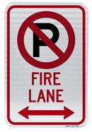 No Parking Symbol Fire Lane (with Double Arrow) Sign