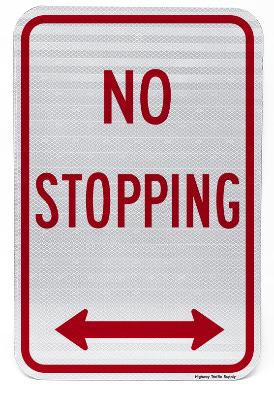 No Stopping (with Double Arrow) Sign
