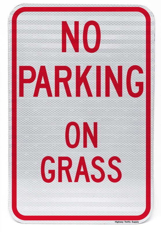 No Parking On Grass Sign