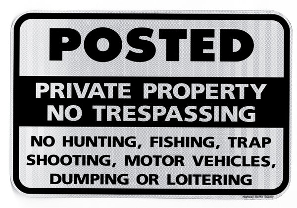 Posted Private Property No Trespassing Sign | Highway Traffic Supply 24x18 / Diamond Grade