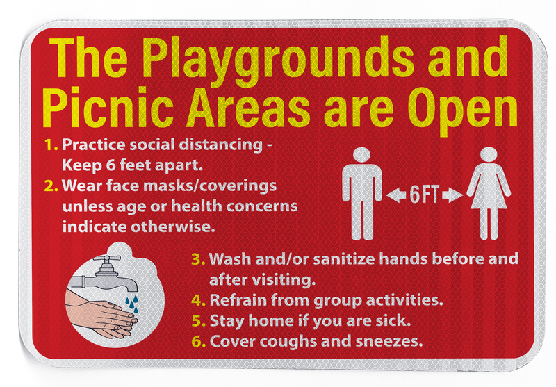 Playgrounds and Picnic Areas Are Open Sign