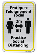 Bilingual Pratiquez l'éloignement social Sign