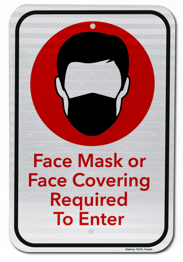 Face Mask or Face Covering Required... Sign