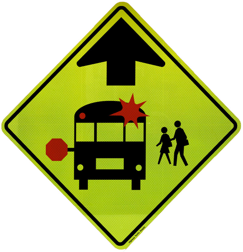 S3-1 School Bus Stop Ahead Sign